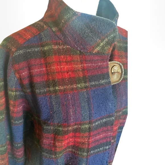 Fleet Street | Women’s Burgundy, Red, and Blue Plaid Wool Coat Size XL - Picture 6 of 15